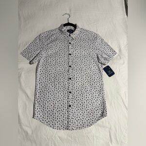 George White and Black Patterned Casual Shirt